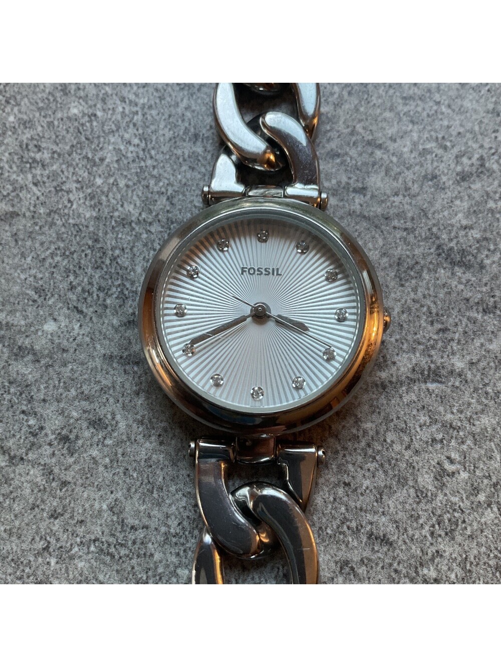 Fossil Olive ES3390 Womens Silver Stainless Steel Analog Dial Quartz Watch Bin L